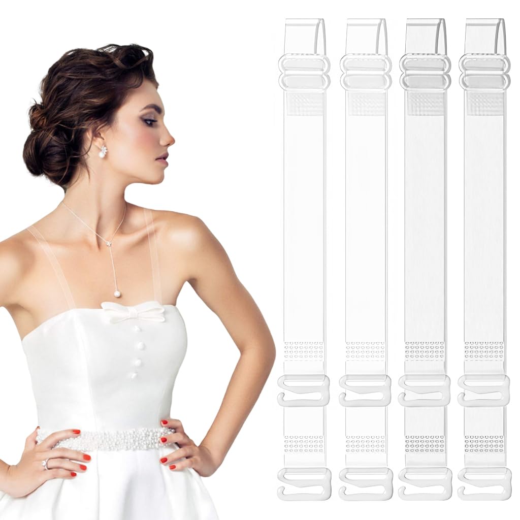 PALAY 2 Pairs Clear Bra Straps Invisible Replacement Bra Straps Adjustable Invisible Clear Bra Straps 1.2cm Width Clear Bra Straps for Off Shoulders, Evening Dress PALAY 2 Pairs Clear Bra Straps Invisible Replacement Bra Straps Adjustable Invisible Clear Bra Straps 1.2cm Width Clear Bra Straps for Off Shoulders, Evening Dress